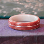Women's Pink Ivory Wedding Band with Holly and Center Gold Inlay