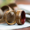 USS New Jersey Teak Wood Wedding Ring with Bloodwood