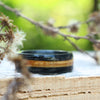 Weathered Whiskey Barrel Wood Wedding Ring with Natural Whiskey Inlay