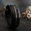 Rings - Weathered Whiskey Barrel Wood Wedding Ring And Center Gold Inlay