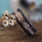 Rings - Weathered Whiskey Barrel Wood Wedding Ring With Elk Antler And Double Gold Inlays